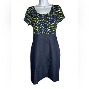 NWT DKNYC dress casual neon green and denim blue midi‎ dress 💙💚💙